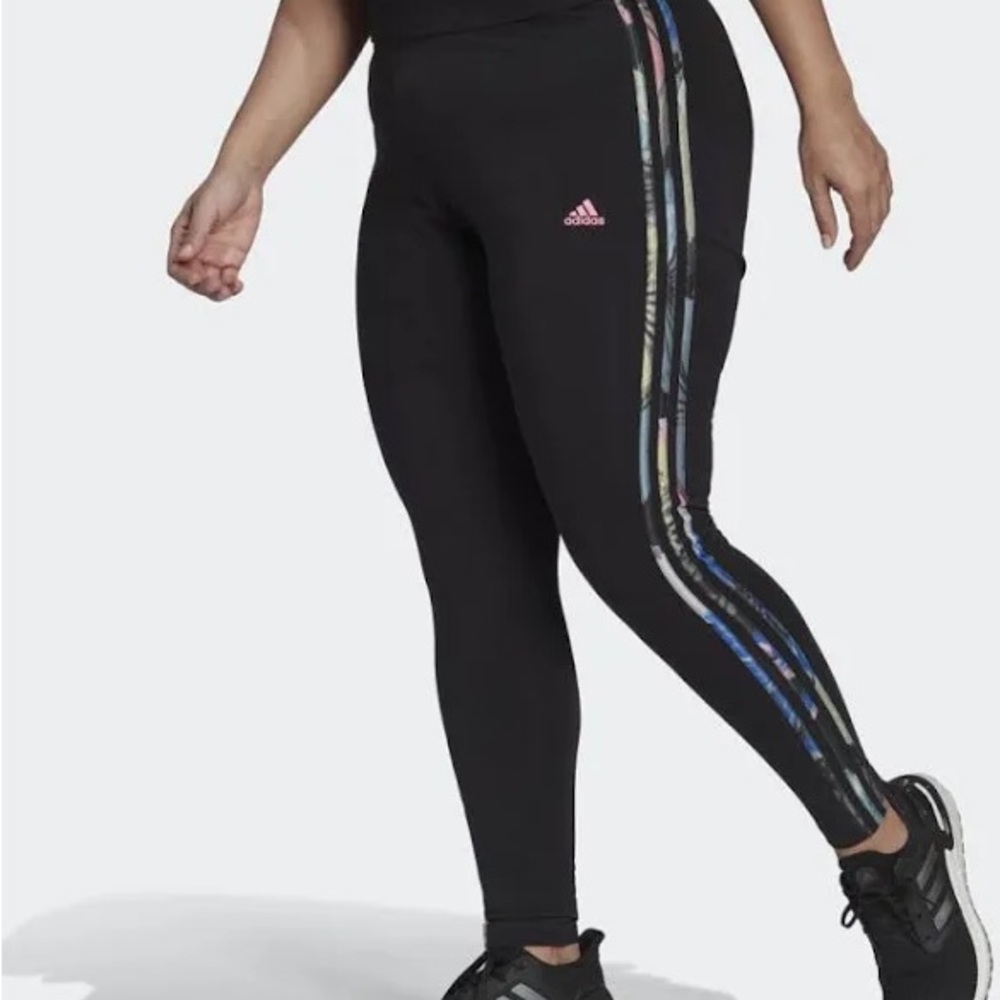 Adidas Kids Black Leggings with Pink Logo